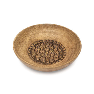 Porte-Encens Coupelle Fleur de Vie Bois de Manguier