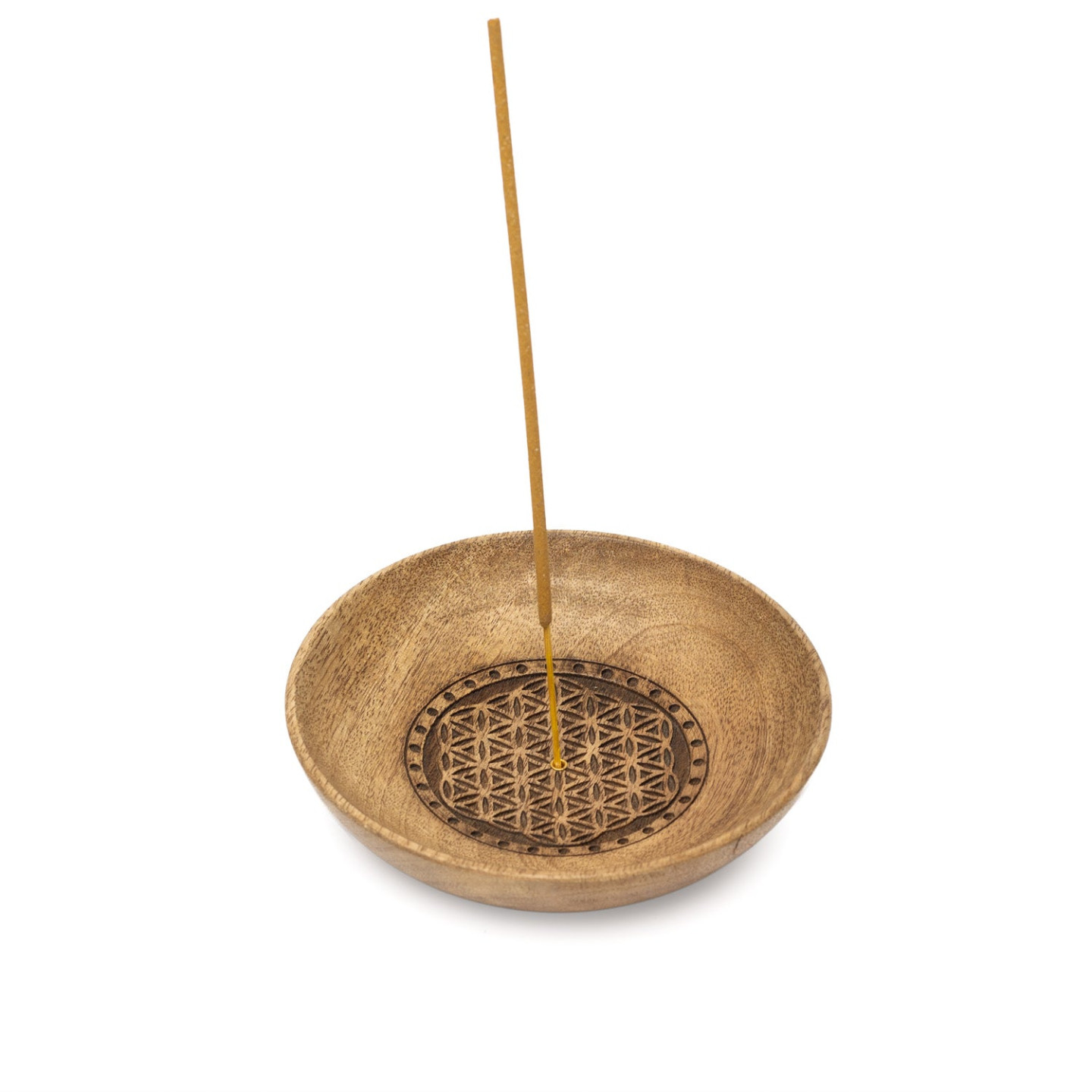 Porte-Encens Coupelle Fleur de Vie Bois de Manguier