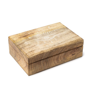 Boîte à Tarot Œil Omnivoyant Bois de Manguier blanchi
