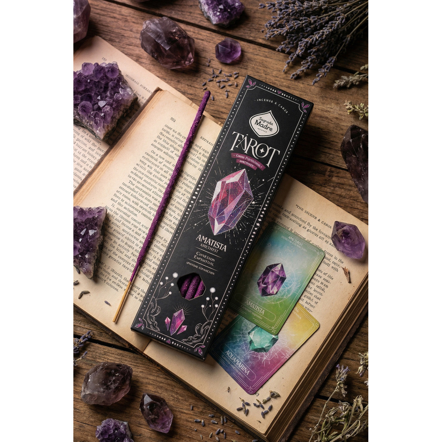 Sagrada Madre Tarot Gems encens Améthyste