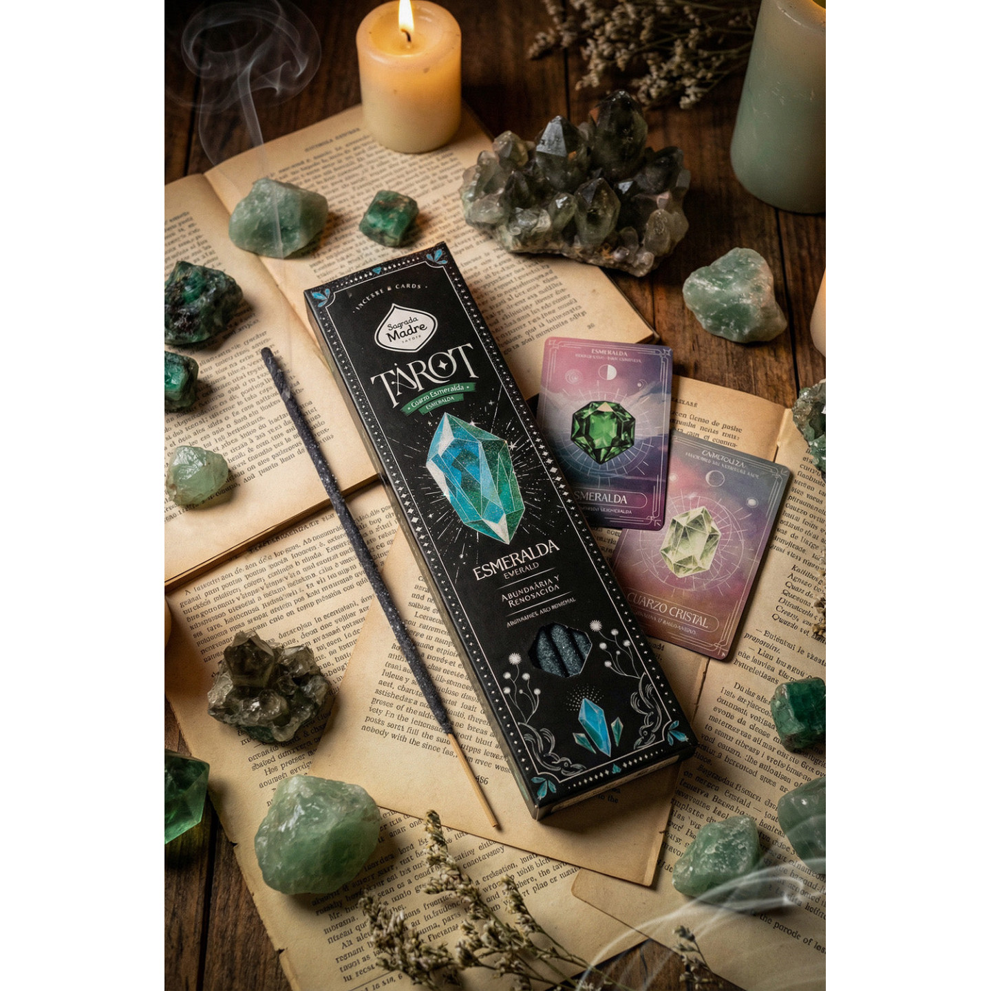 Sagrada Madre Tarot Gems encens Émeraude