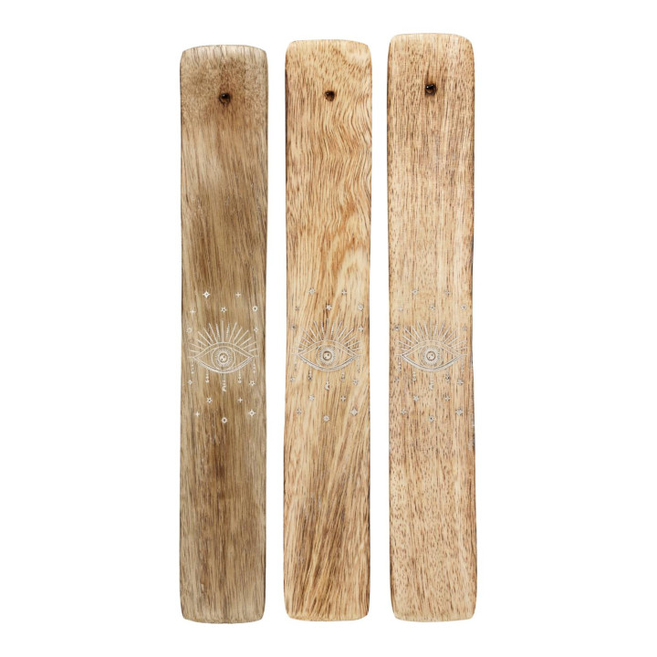 Porte-Encens Œil Omnivoyant Bois de Manguier blanchi
