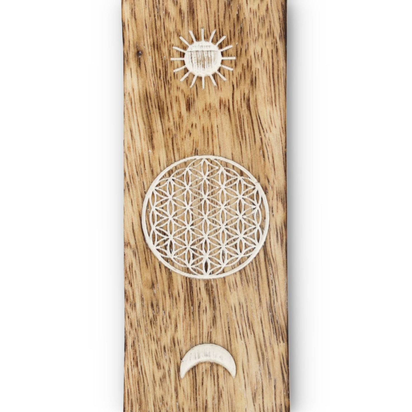 Porte-Encens Fleur de Vie Bois de Manguier blanchi