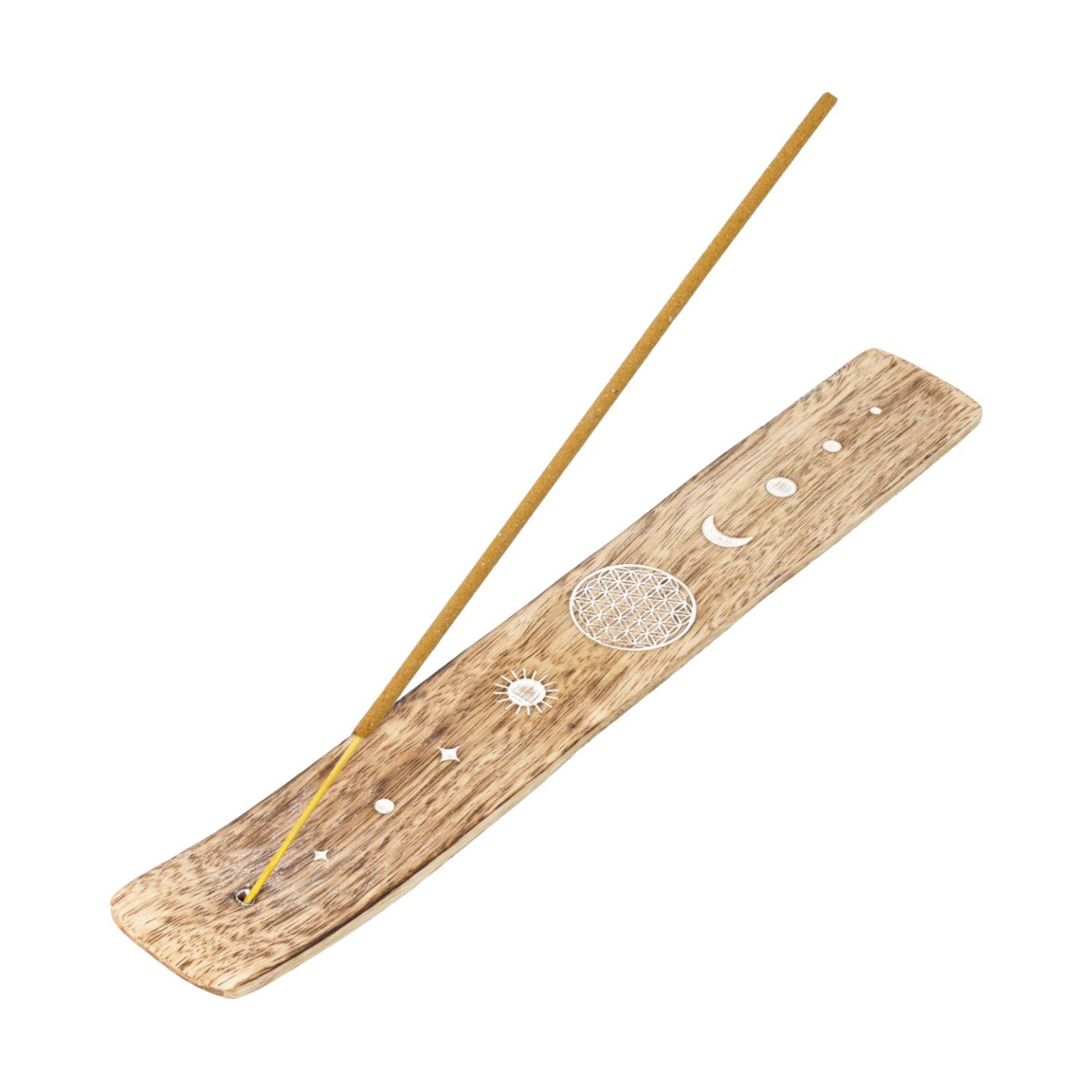 Porte-Encens Fleur de Vie Bois de Manguier blanchi