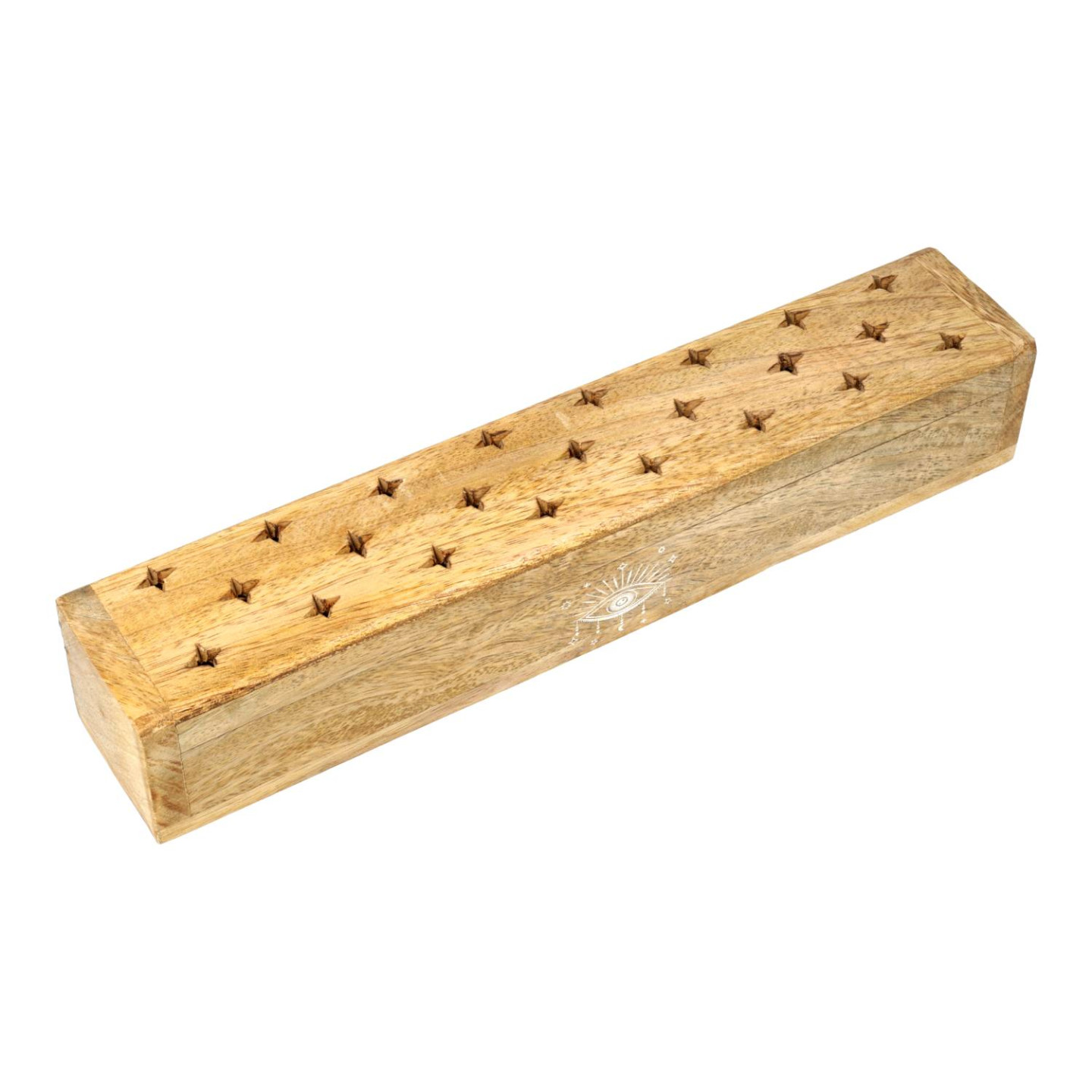 Brûle-encens coffret Œil qui voit tout bois de manguier whitewash