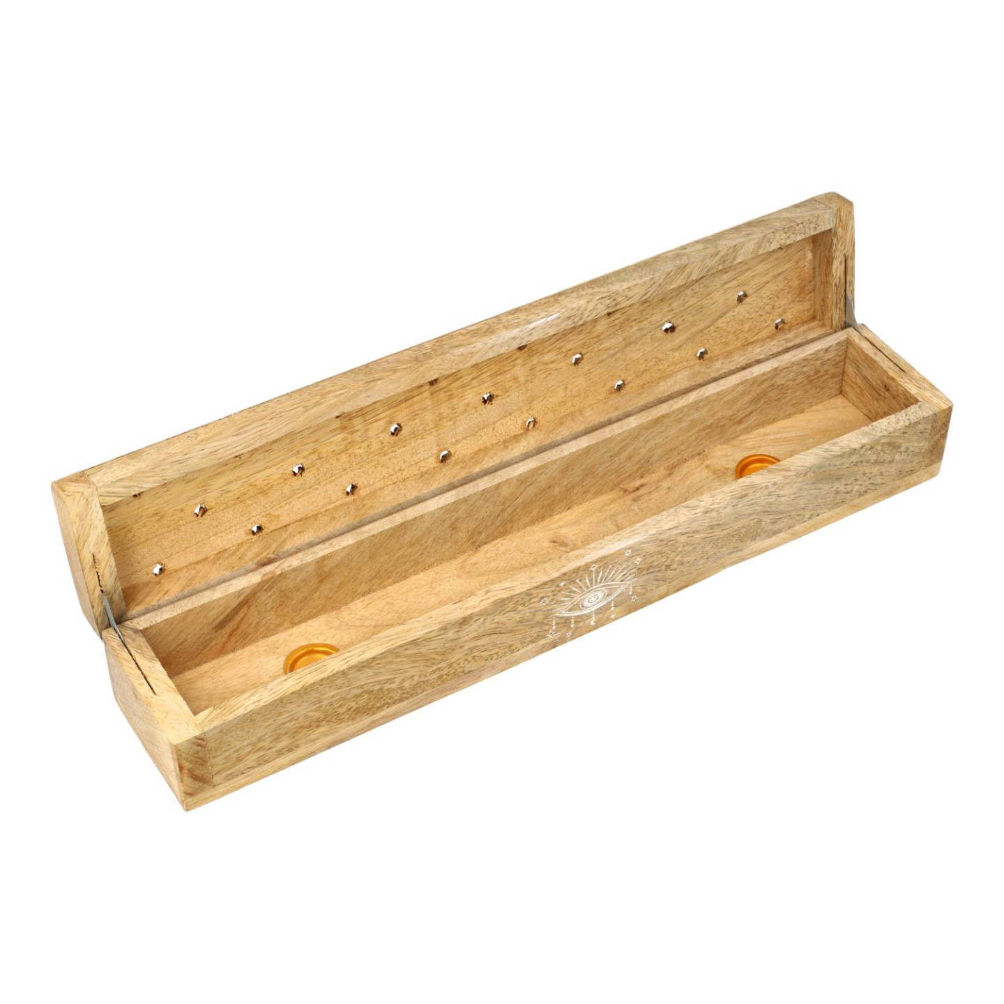 Brûle-encens coffret Œil qui voit tout bois de manguier whitewash