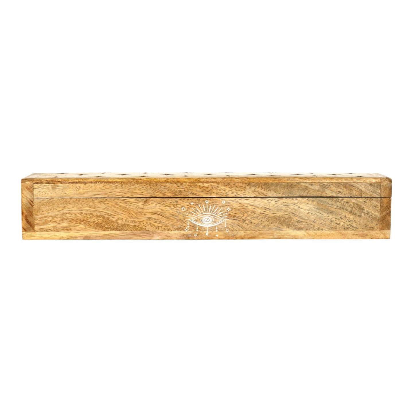 Brûle-encens coffret Œil qui voit tout bois de manguier whitewash