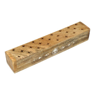 Brûle-encens coffret Arbre de Vie bois de manguier whitewash