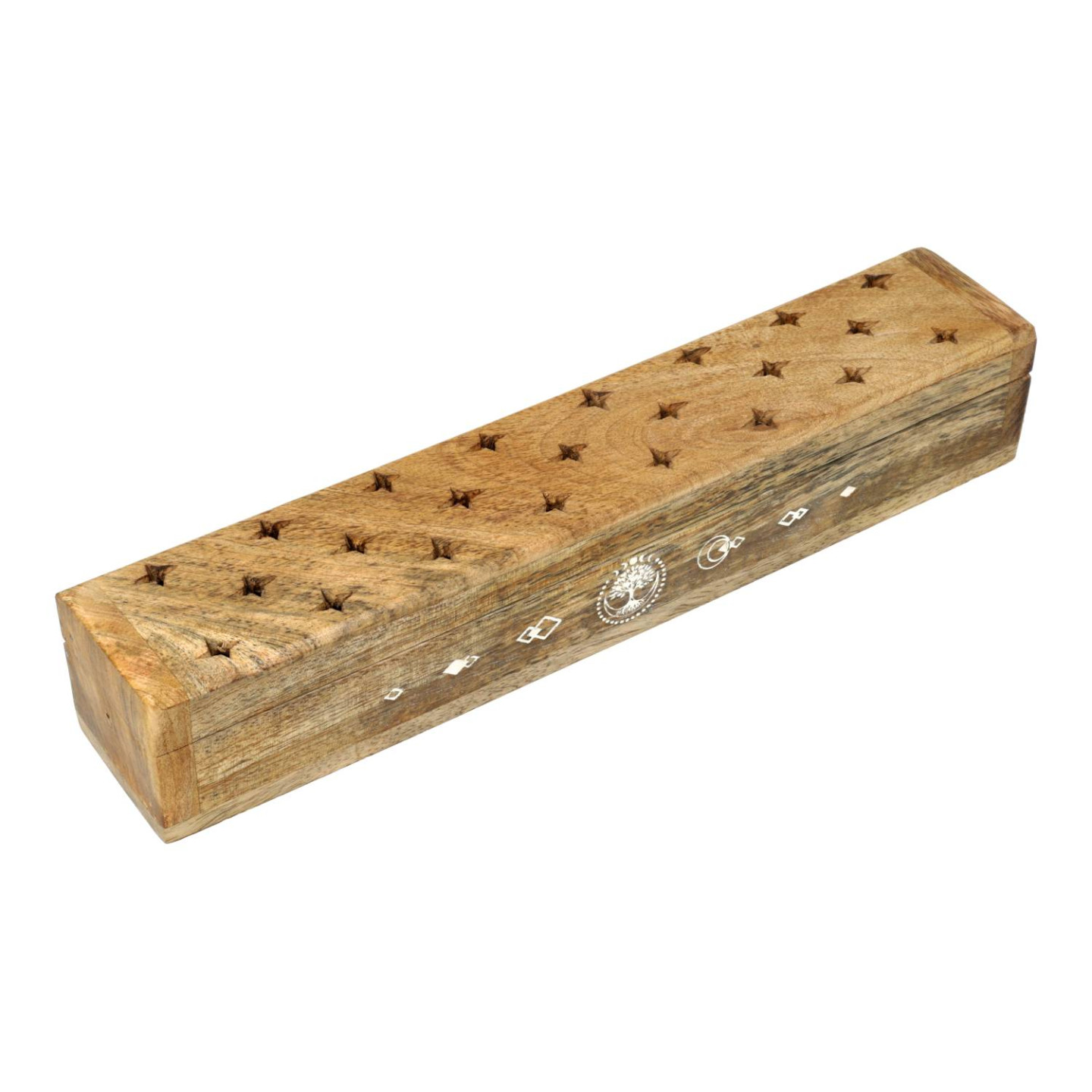 Brûle-encens coffret Arbre de Vie bois de manguier whitewash