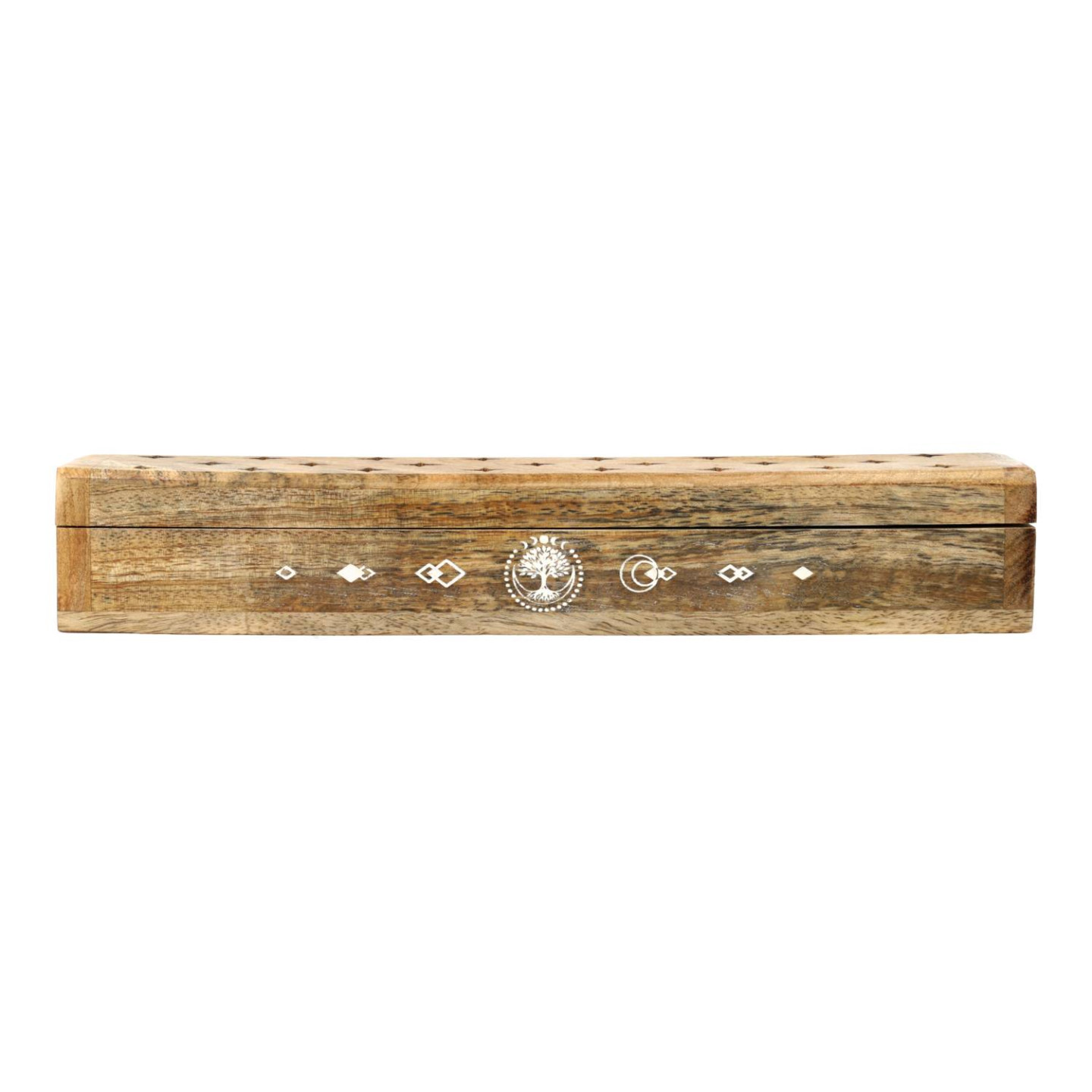 Brûle-encens coffret Arbre de Vie bois de manguier whitewash