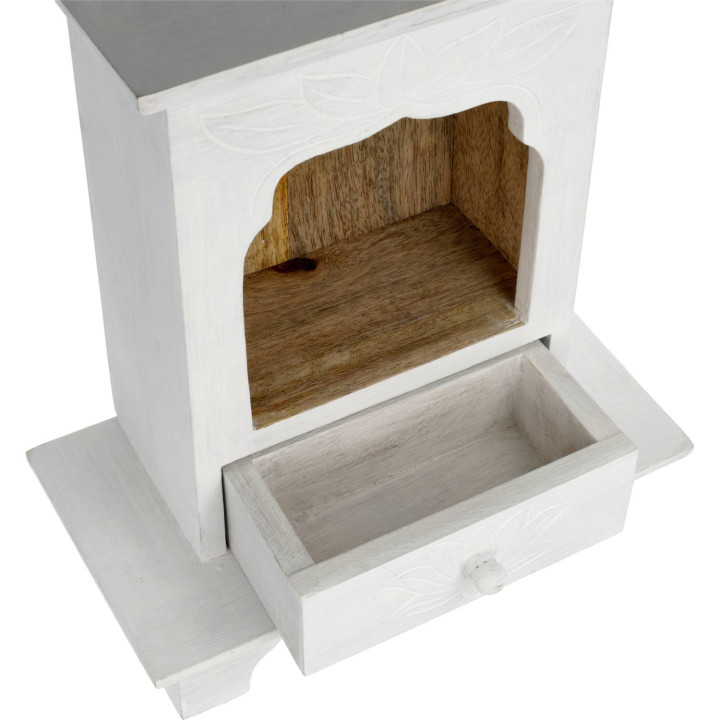Autel sur pied bois de manguier whitewash