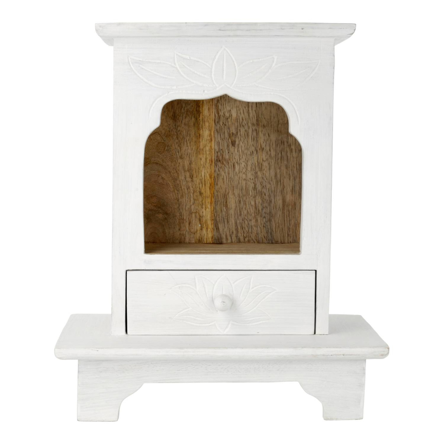 Autel sur pied bois de manguier whitewash
