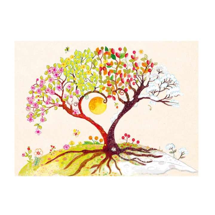 Cartes doubles Arbre quatre saisons