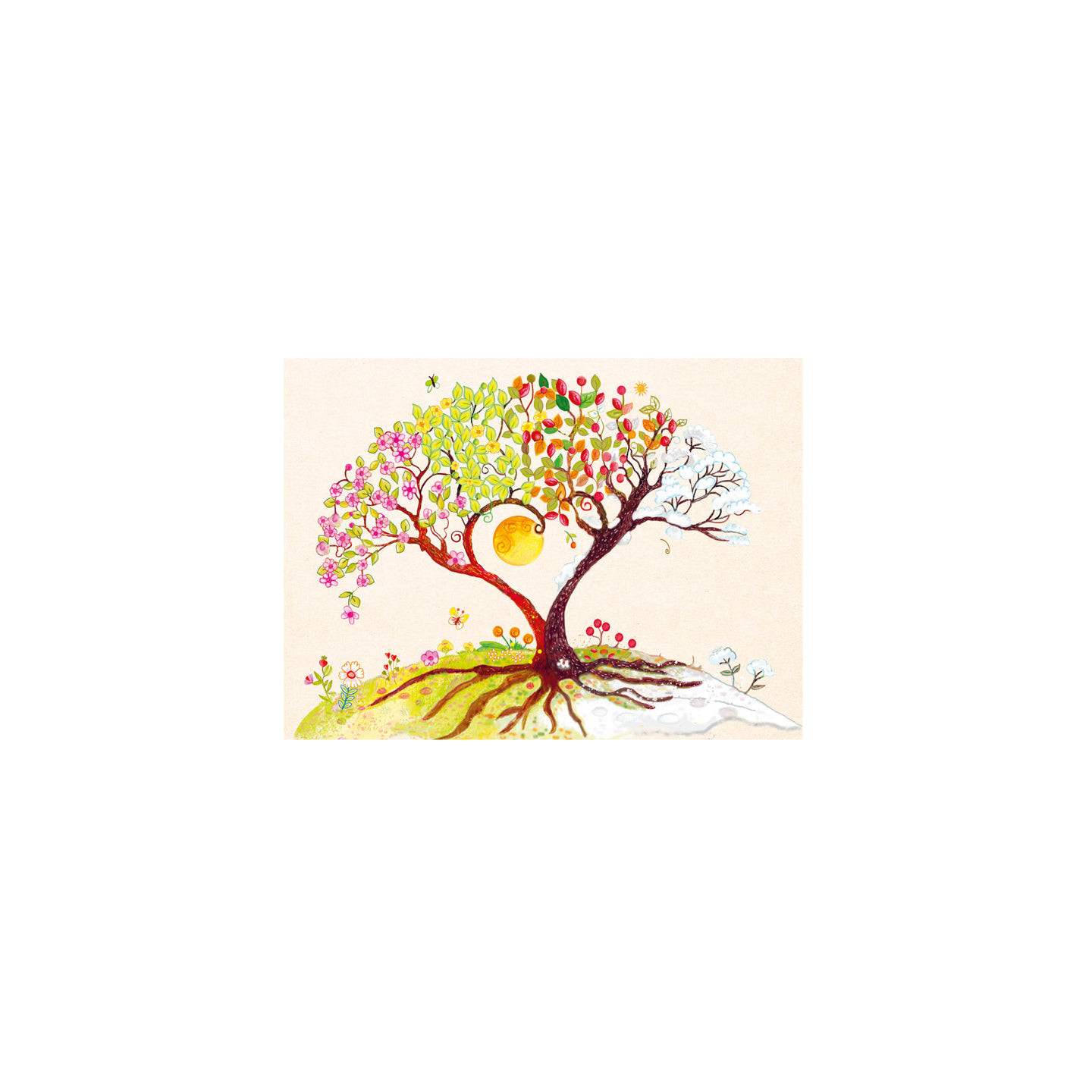 Cartes doubles Arbre quatre saisons