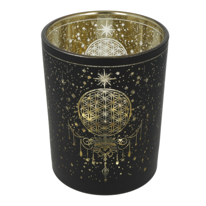 Photophore givré/métallique Mystical Flower of Life