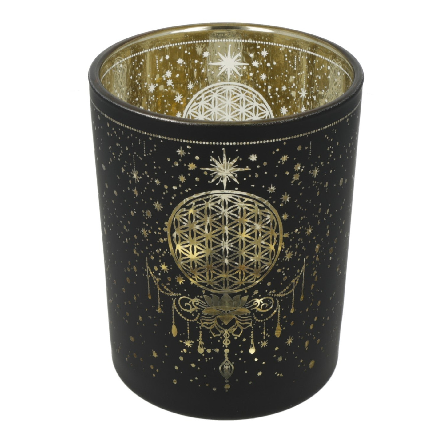Photophore givré/métallique Mystical Flower of Life