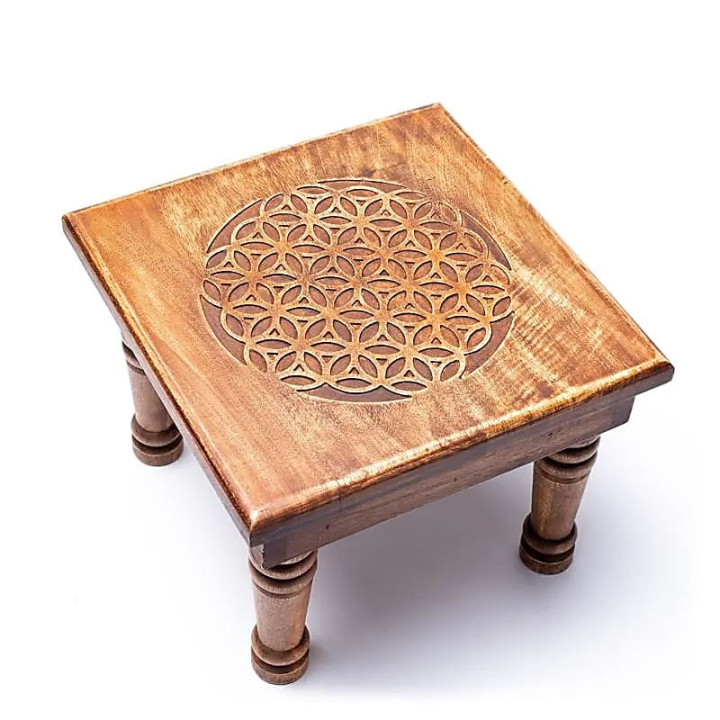 Table d'appoint en bois Fleur de vie | Pieralune