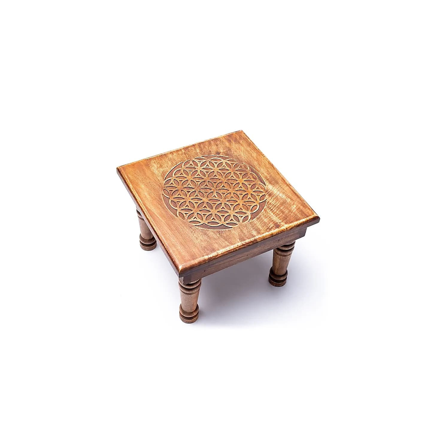 Table d'appoint en bois Fleur de vie | Pieralune