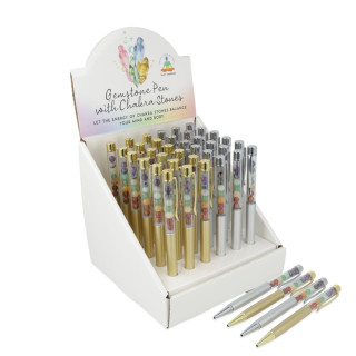 Stylos avec pierres des chakras en présentoir