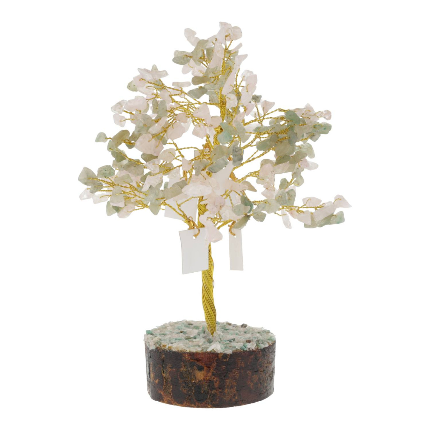 Arbre à Souhaits de Manifestation Green Aventurine & Rose Quartz avec 20 Cartes de Vœux