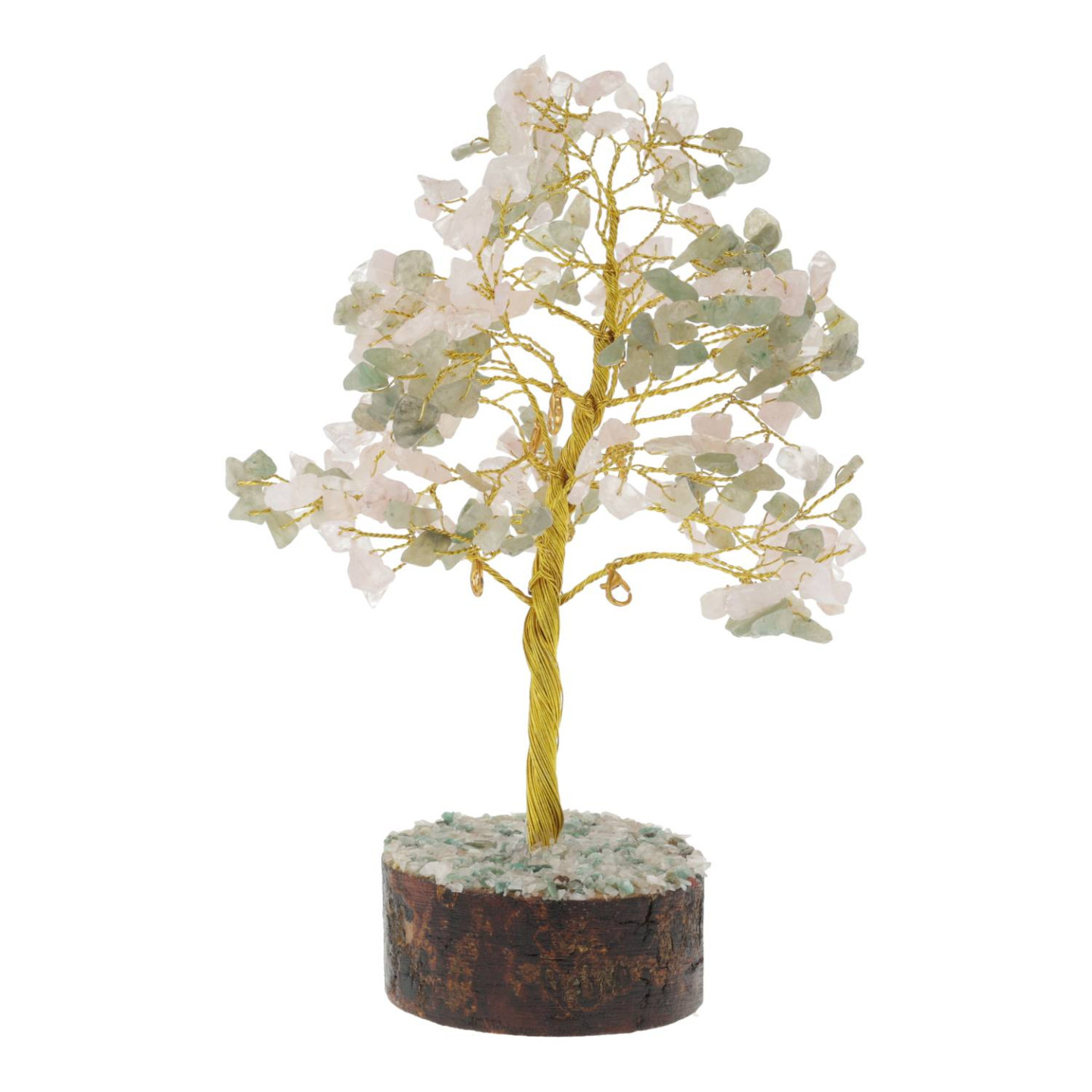 Arbre à Souhaits de Manifestation Green Aventurine & Rose Quartz avec 20 Cartes de Vœux