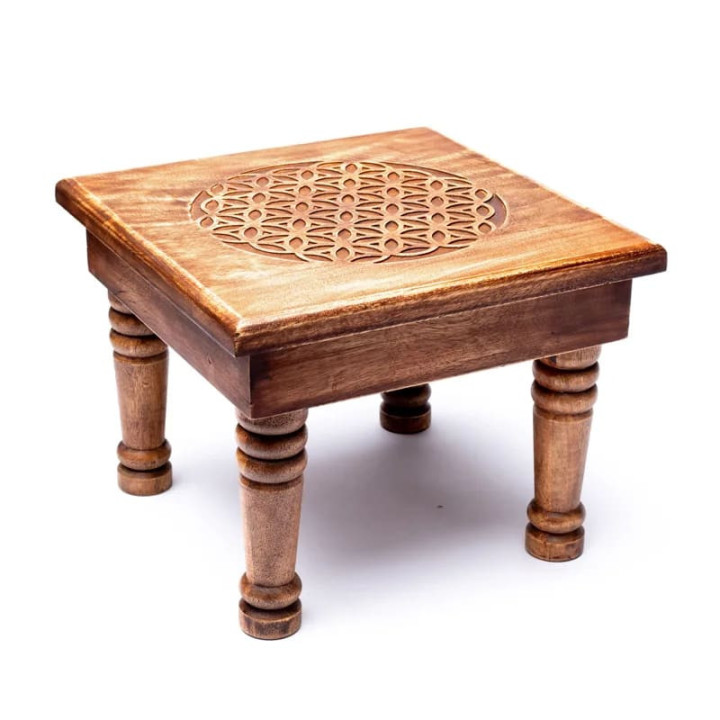 Table d'appoint en bois Fleur de vie | Pieralune