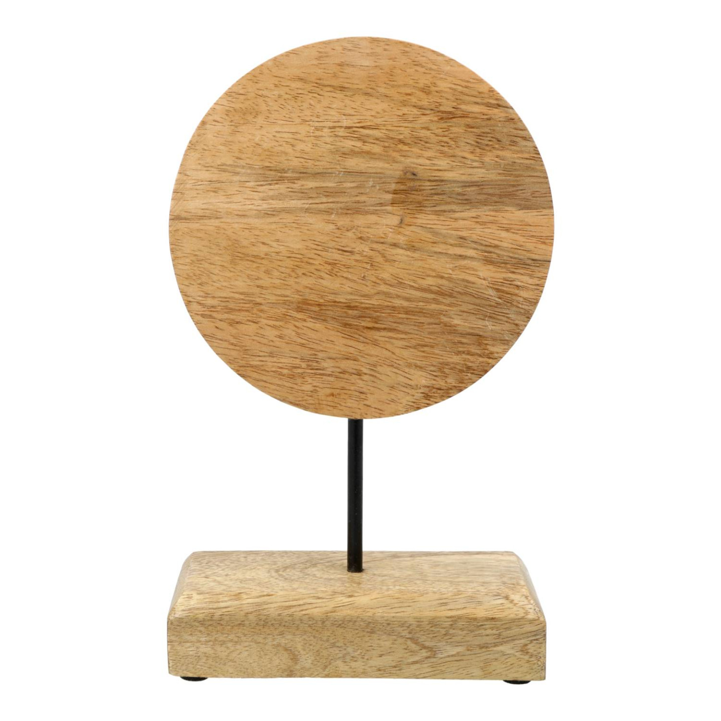 Deco Phases de lune bois de manguier avec tourmaline noire & pyrite sur socle
