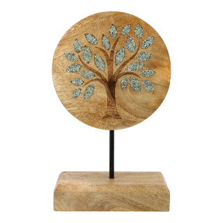 Deco Arbre de Vie bois de manguier avec aventurine verte sur socle