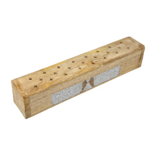 Brûle-encens et boîte de rangement Ailes d'ange angélite bois de manguier