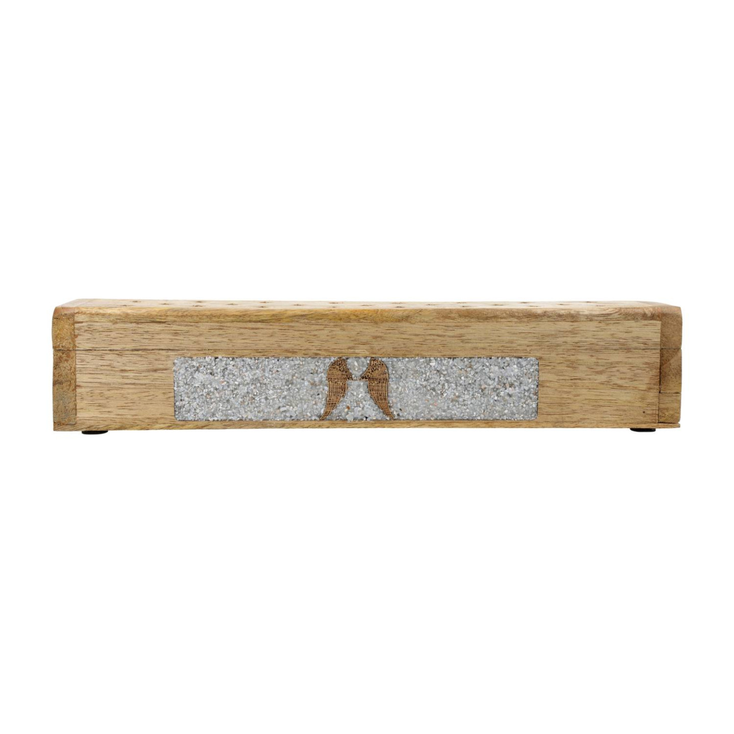 Brûle-encens et boîte de rangement Ailes d'ange angélite bois de manguier