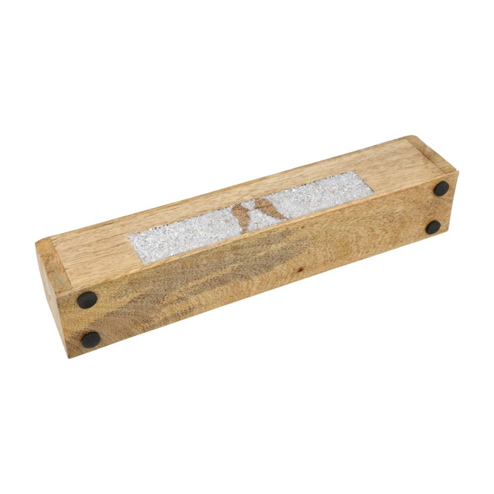 Brûle-encens et boîte de rangement Ailes d'ange angélite bois de manguier