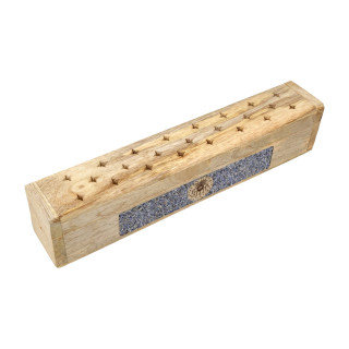 Brûle-encens et boîte de rangement Œil qui voit tout sodalite bois de manguier