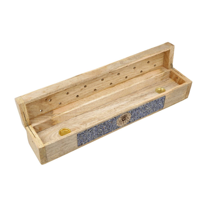 Brûle-encens et boîte de rangement Œil qui voit tout sodalite bois de manguier