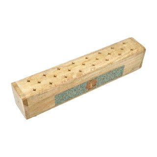 Brûle-encens et boîte de rangement Arbre de vie amazonite bois de manguier