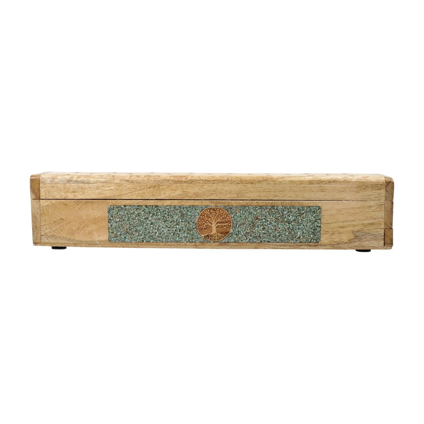 Brûle-encens et boîte de rangement Arbre de vie amazonite bois de manguier
