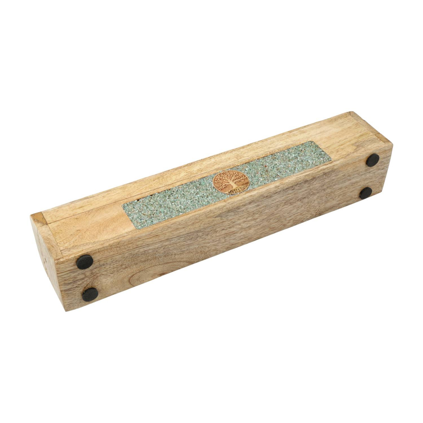 Brûle-encens et boîte de rangement Arbre de vie amazonite bois de manguier