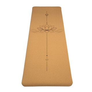 Yogi & Yogini Tapis de yoga en liège / TPE, dessin au trait lotus