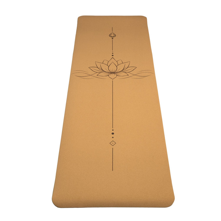 Yogi & Yogini Tapis de yoga en liège / TPE, dessin au trait lotus
