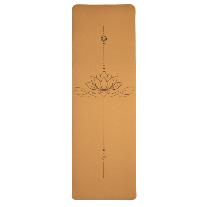 Yogi & Yogini Tapis de yoga en liège / TPE, dessin au trait lotus