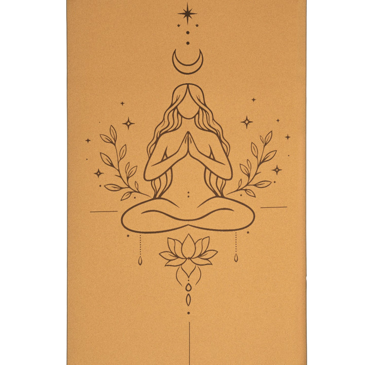 Yogi & Yogini Tapis de yoga en liège / TPE, dessin au trait Féminin Divin