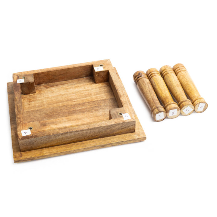 Table d'autel imprimé Lotus bois de manguier whitewash
