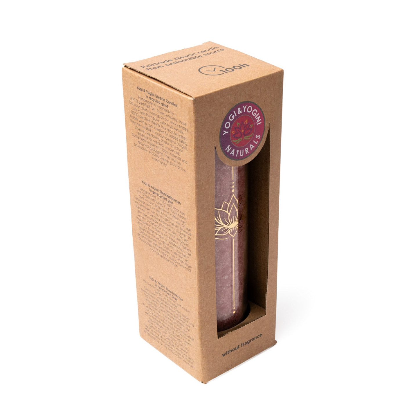 Bougie stéarine Lotus vieux rose non parfumée