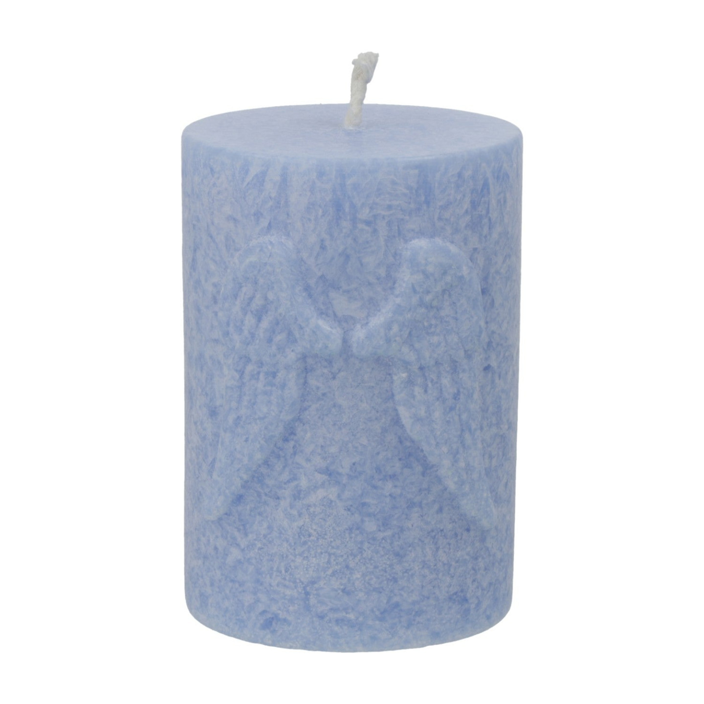 Bougie votive avec ailes d'ange en relief stéarine bleue