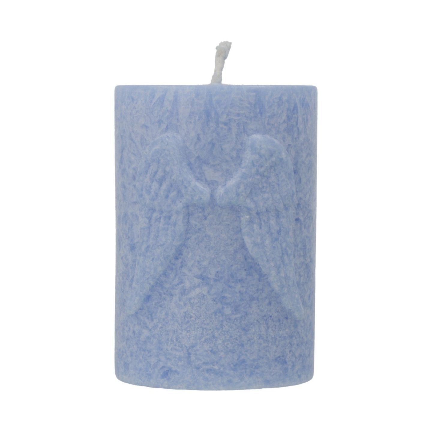 Bougie votive avec ailes d'ange en relief stéarine bleue