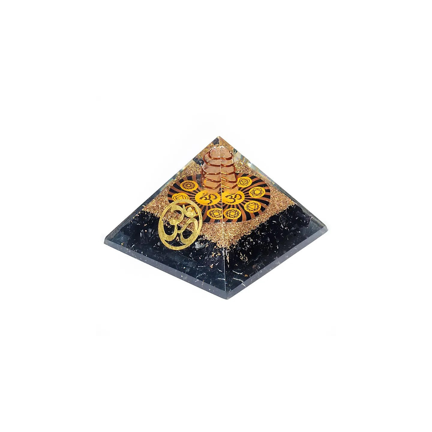 Orgonite chakra pyramide Tourmaline noire avec Om | Pieralune