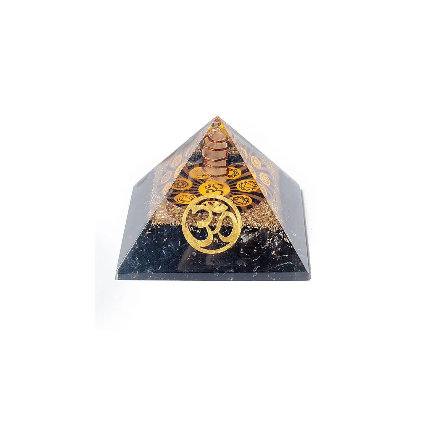 Orgonite chakra pyramide Tourmaline noire avec Om | Pieralune