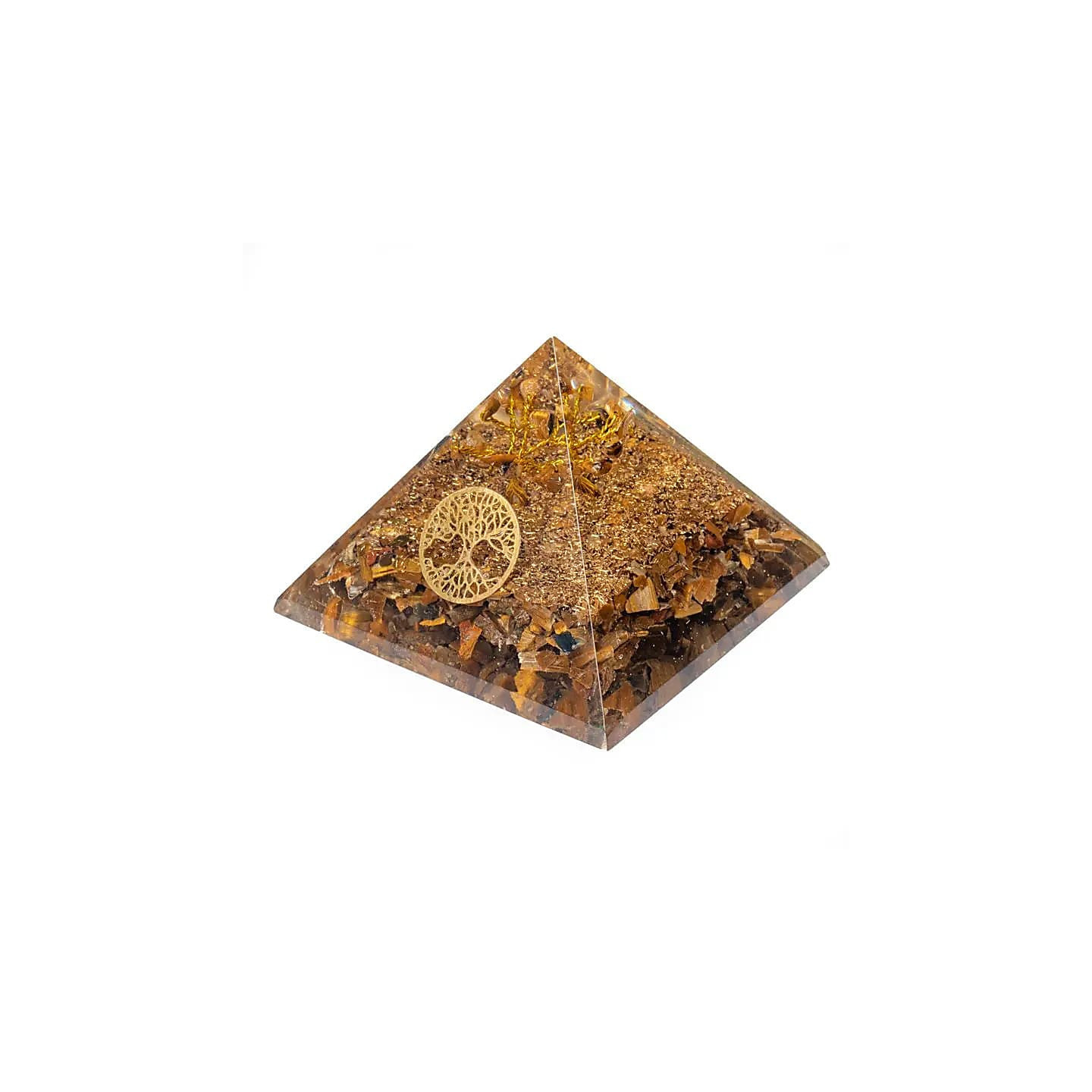 Pyramide Oeil de tigre avec Arbre de vie | Pieralune