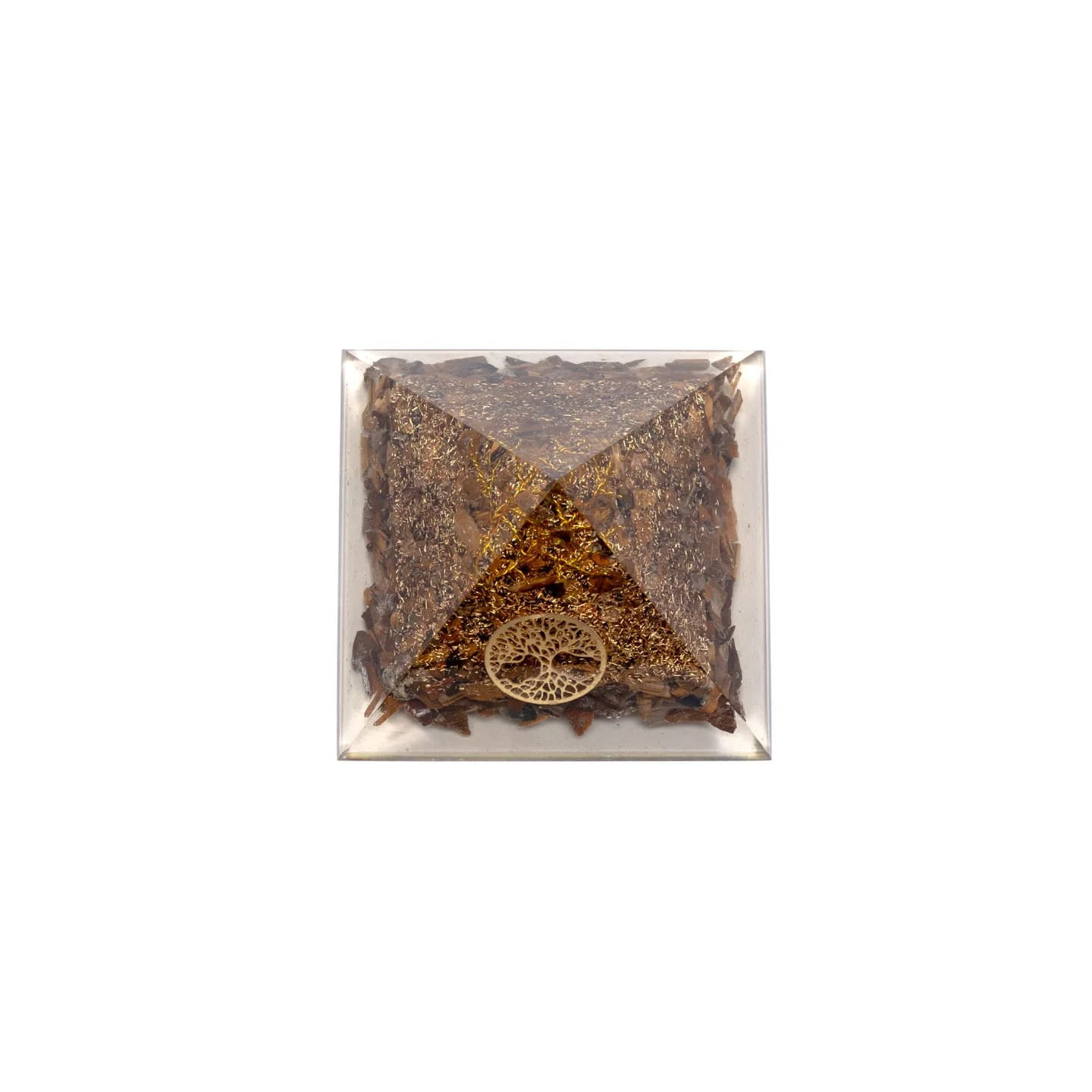 Pyramide Oeil de tigre avec Arbre de vie | Pieralune