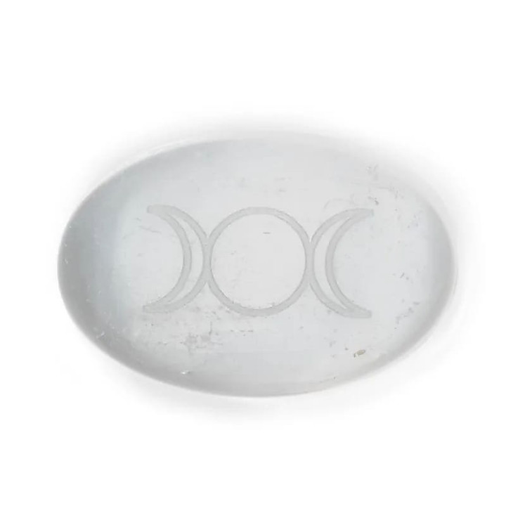 Pierre de sélénite avec symbole de déesse gravé | Pieralune