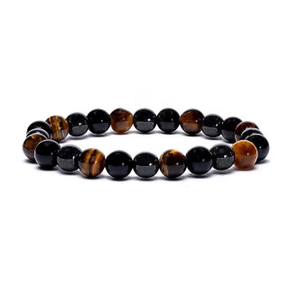 Bracelet élastique hématite / obsidienne / oeil de tigre | Pieralune